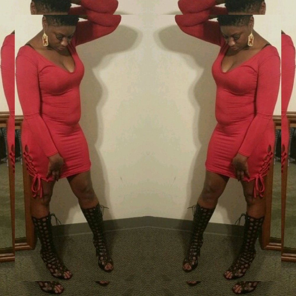Red Long Sleeve bandage dress....